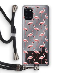 Flamingoprint groen: Samsung Galaxy A31 Transparant Hoesje met koord