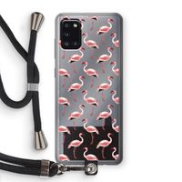 Flamingoprint groen: Samsung Galaxy A31 Transparant Hoesje met koord