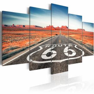 Schilderij - Route 66, USA, Multi-gekleurd, 5luik, wanddecoratie