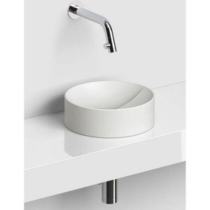 Clou Vale Rond Fontein Zonder Kranenbank Met Geïntegreerde Afvoer Wit Mat Keramiek 22 cm Clou