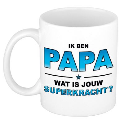 Ik ben papa wat is jouw superkracht kado mok / beker voor Vaderdag / verjaardag