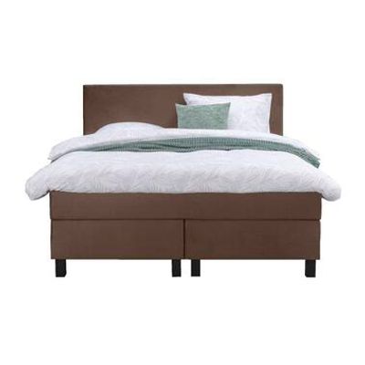 Boxspring Liv egaal - bruin - 140x200 cm - vierkante poot - Leen Bakker