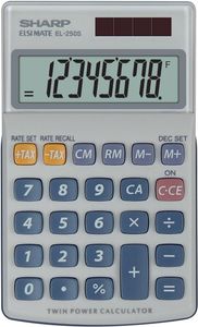 Sharp EL-250S calculator Pocket Basisrekenmachine Zilver
