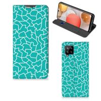 Samsung Galaxy A42 | Bookcase | Cracks Blue
