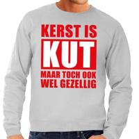 Foute Kersttrui - Kerst is kut - maar toch gezellig - grijs - voor heren - sweater