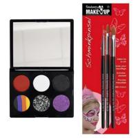 Carnaval schmink setje - Halloween thema kleuren - penselen - waterbasis