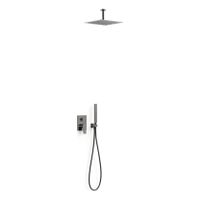 Regendouche set Tres Project | Inbouw | Mengkraan | 2-weg | Vierkant | Zwart metallic