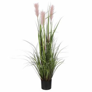 Mica Decorations - gras kunstplant - groen/roze - H120 x D45 cm - Kunstplanten