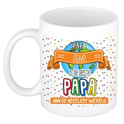 Naam mok papa Dave - wit - de beste - keramiek - 300 ml - Vaderdag/verjaardag