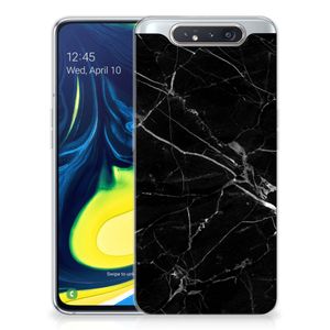 Samsung Galaxy A80 TPU Siliconen Hoesje Marmer Zwart - Origineel Cadeau Vader