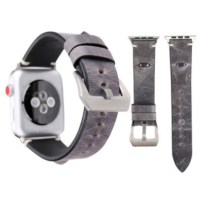 Voor Apple Watch serie 3 & 2 & 1 38mm patroon eenvoudige manier koeienhuid grote ogen horloge Strap(Grey)