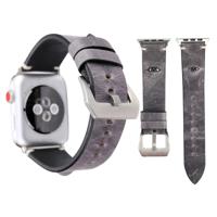 Voor Apple Watch serie 3 & 2 & 1 38mm patroon eenvoudige manier koeienhuid grote ogen horloge Strap(Grey)