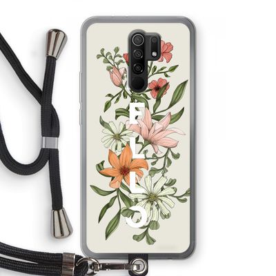 Hello bloemen: Xiaomi Redmi 9 Transparant Hoesje met koord