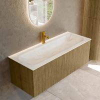 Badmeubel Mondiaz Kurve-Dlux | 120 cm cm | Meubelkleur Dusk | Wastafelkleur Ostra | Solid surface | Wasbak midden spoelbak | 1 kraangat