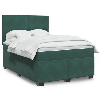 Boxspring met matras fluweel donkergroen 140x200 cm