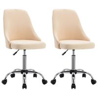 vidaXL Kantoorstoelen met wieltjes 2 st stof crème - thumbnail