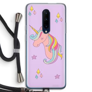 Roze eenhoorn: OnePlus 7 Pro Transparant Hoesje met koord