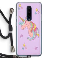 Roze eenhoorn: OnePlus 7 Pro Transparant Hoesje met koord