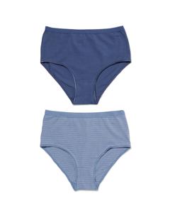 HEMA Dames Tailleslips Stretch Katoen - 2 Stuks Blauw (blauw)