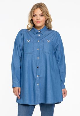Yoek Blouse swing CHAMBRAY | Blauw | Maat 54/56