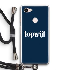 Topwijf Navy: Pixel 3 Transparant Hoesje met koord