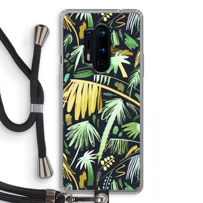 Tropical Palms Dark: OnePlus 8 Pro Transparant Hoesje met koord