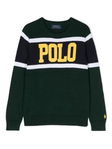 POLO RALPH LAUREN KIDS pull à logo en intarsia - Bleu