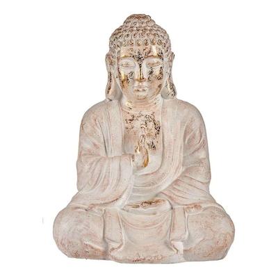 Decoratief tuinfiguur Ibergarden Wit Gouden Polyresin 23,5 x 49 x 36 cm Boeddha