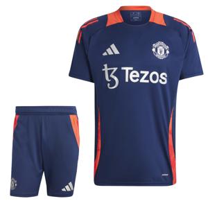 adidas Manchester United Trainingsset 2024-2025 Kids Donkerblauw Rood Zilver