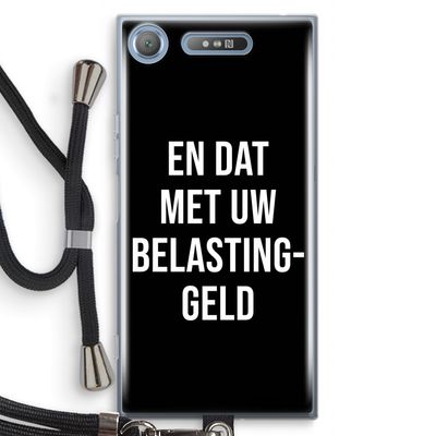 Belastinggeld - Zwart: Sony Xperia XZ1 Transparant Hoesje met koord