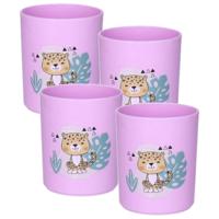 Plasticforte Drinkbekers - 12x - kunststof - 350 ml - paars - luipaard - kinderen - camping