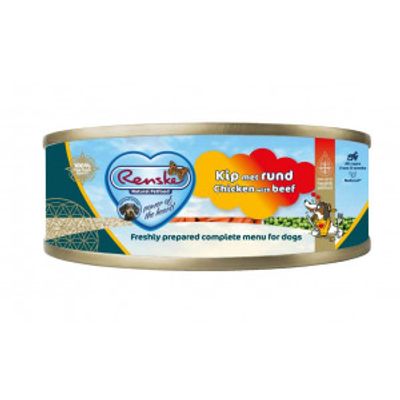 Renske vers bereid kip met rund natvoer hond (blik) 1 tray (24 x 95 g)