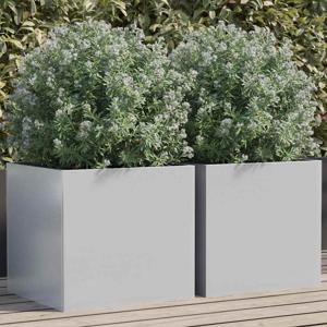 VidaXL Plantenbakken 2 st 42x40x39 cm gegalvaniseerd staal zilverkleur