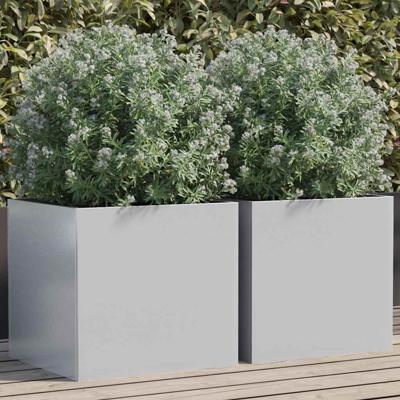 VidaXL Plantenbakken 2 st 42x40x39 cm gegalvaniseerd staal zilverkleur