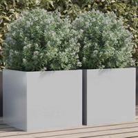 VidaXL Plantenbakken 2 st 42x40x39 cm gegalvaniseerd staal zilverkleur