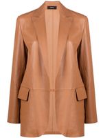Theory blazer en cuir à design ouvert - Marron