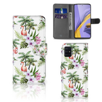 Samsung Galaxy A51 Telefoonhoesje met Pasjes Flamingo Palms - thumbnail