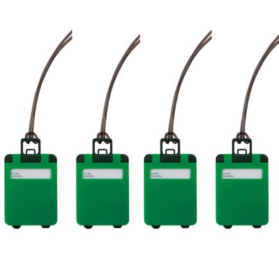 Kofferlabel - 4x - 9,5 cm - Reiskoffer reisaccessoires - groen - beschrijfbaar