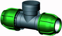 PP klemkoppeling T-stuk 50mm x 1½" binnendraad x 50mm
