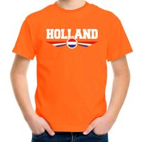 Oranje / Holland supporter t-shirt / shirt oranje met Nederlandse vlag voor kids