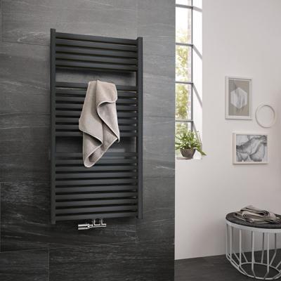 Handdoekradiator HSK Line Two | 60x177 cm | Warmwaterwerking | Grafiet-zwart
