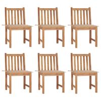 Tuinstoelen 6 st met kussens massief teakhout