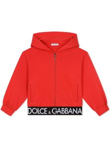 Dolce & Gabbana Kids hoodie zippé à bande logo - Rouge