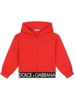 Dolce & Gabbana Kids hoodie zippé à bande logo - Rouge - thumbnail