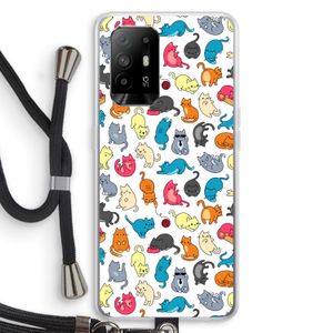 Kleurrijke katten: Oppo A95 5G Transparant Hoesje met koord