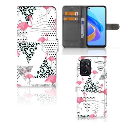 OPPO A76 | A96 | Telefoonhoesje | Met pasjeshouder | Flamingo Triangle