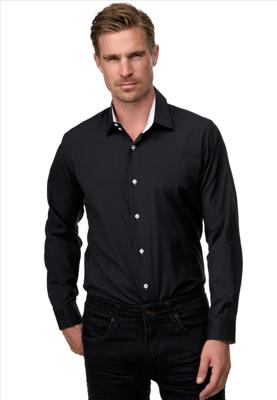 ItalianStyle - Herenoverhemd - Katoen - Slimfitmodel - Zwart - Wit