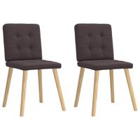 Eetkamerstoelen 2 st stof donkerbruin Eetkamerstoelen 2 st stof donkerbruin