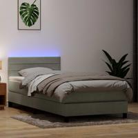 Boxspring met matras en LED fluweel lichtgrijs 90x220 cm