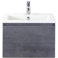 Frozen Badmeubelset 60 cm - Greeplijst in Kleur - Beton Antraciet - Keramische Wastafel Wit 1 Kraangat